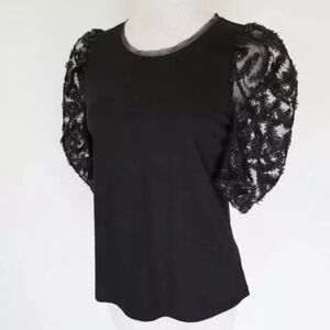 Anthropologie Damiana Puff-Sleeve Sequined Top